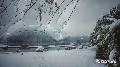 雪中的南京科技館,雪中的你們
