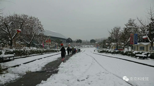 雪中的南京科技館,雪中的你們