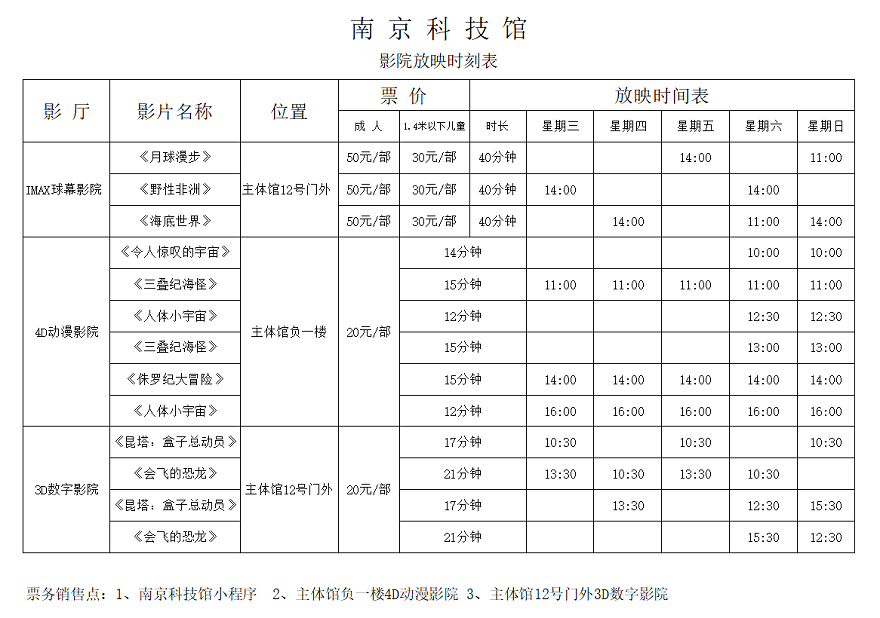 南京科技館影院放映時刻表2.23-2.27